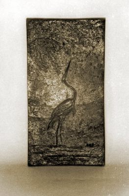 kleiner Reiher (Bronze, Relief h 10 cm, 1992)