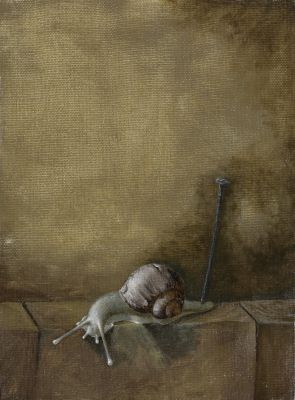 Magisches Rezept, die Zeit anzuhalten (Öl auf Leinwand, 18 x 24 cm 1998)