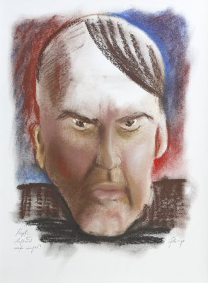 Kopf, lastend auf nichts (Pastell, 30 x 40 cm 1998)